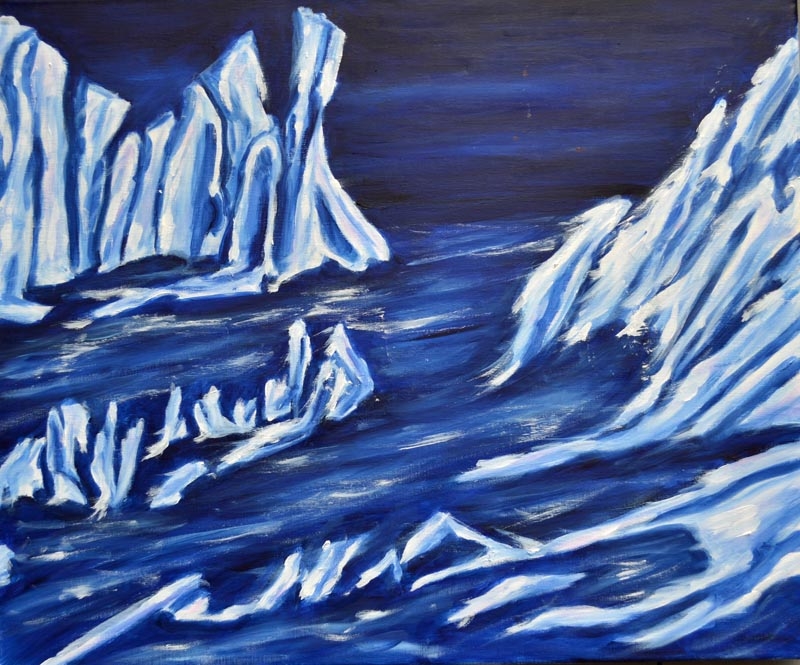 Glacier break-off - 20 x 24 oil on canvas
