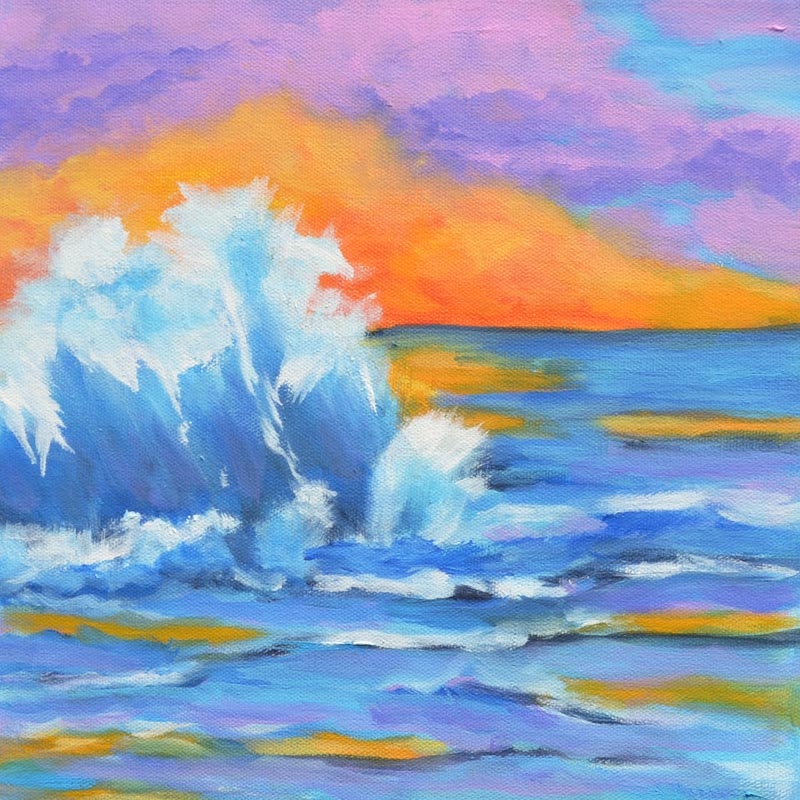 Sunrise Surf 1 - oil on canvas - 12 x 12 rs
