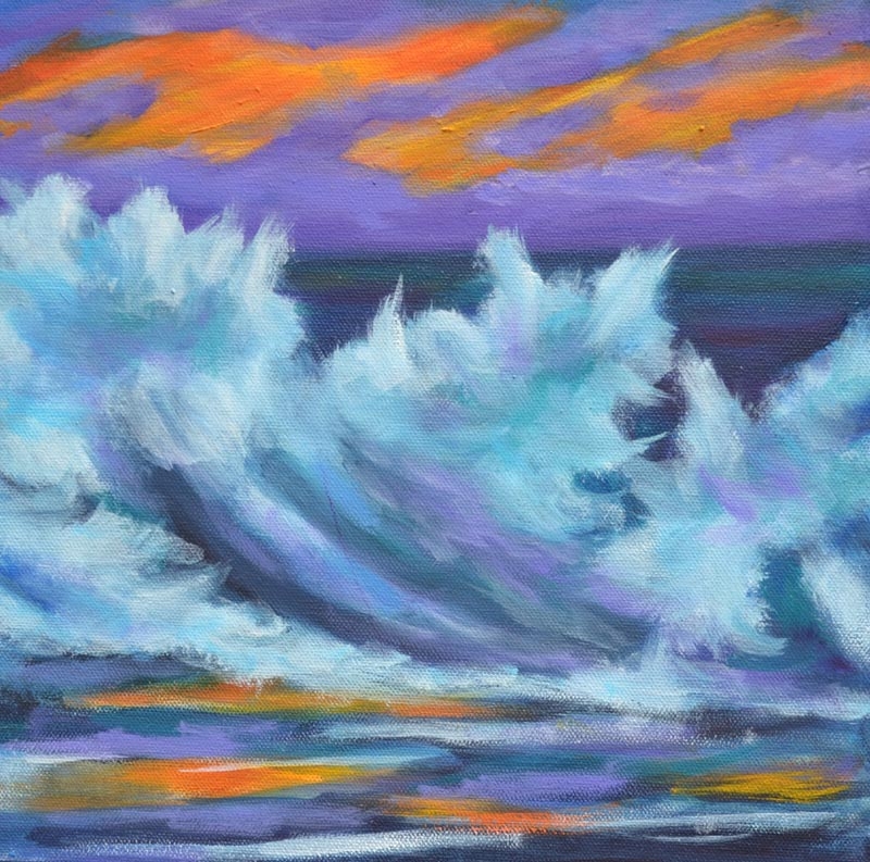 Sunset Wave 1 - 12 x 1- oil on canvas rs