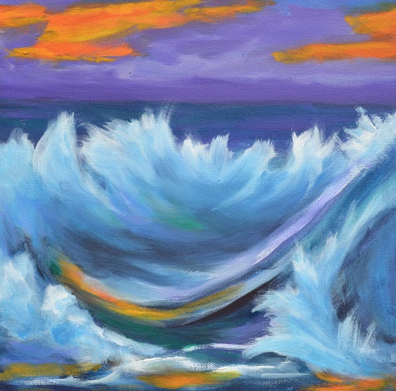 Sunset Waves 2 - 12 x 12 - oil on canvas rs