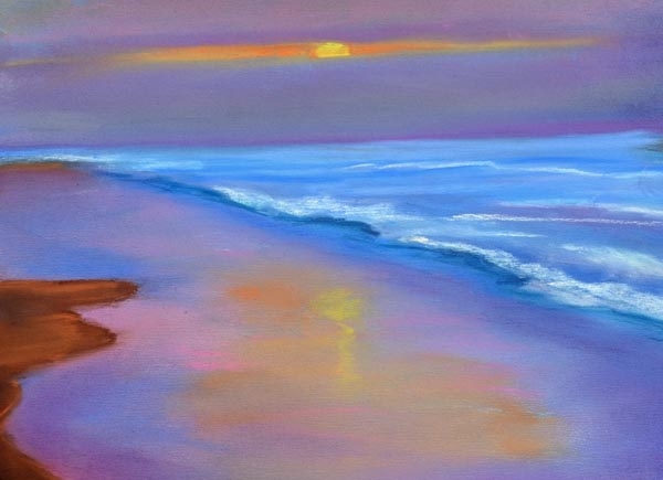 Coastal Sunset Blues - pastel on sanded paper - 9 x 12