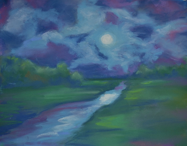Moon over Morocco - pastel - 8 x 10 rs