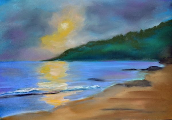 Sunset beach - 9 x 12 pastel