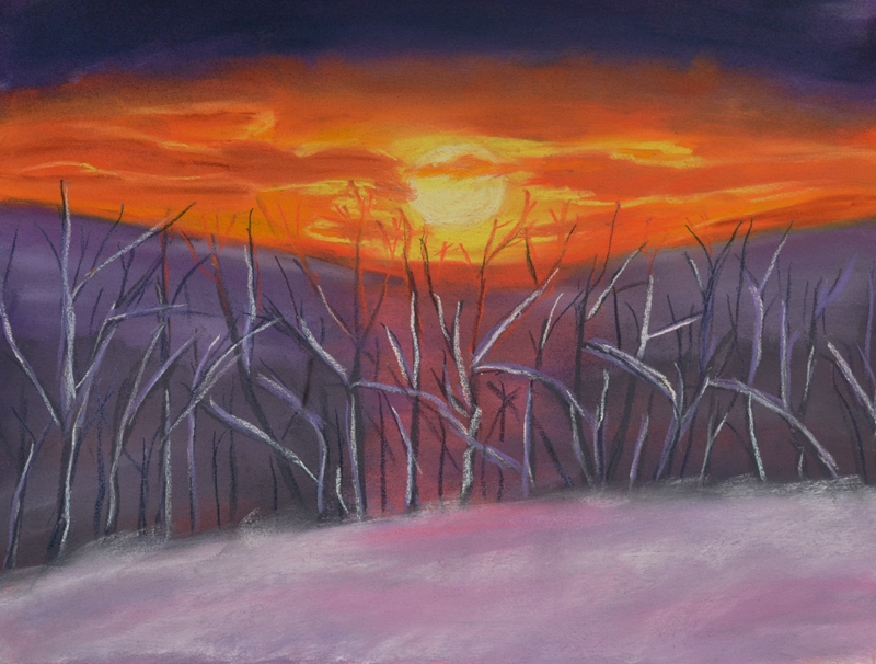 Winter Sunset - pastel - 9 x 12 rs